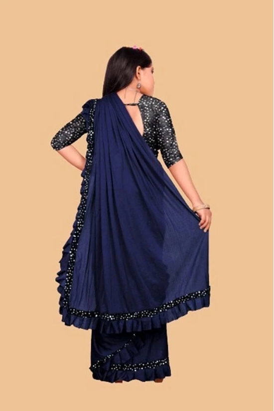 JULEE - Navy Blue Lycra Girls Saree ( Pack of 1 ) - None