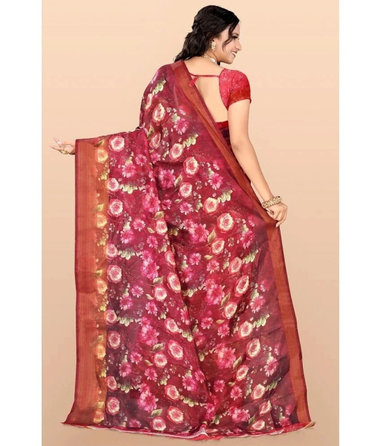 LEELAVATI - Red Cotton Blend Saree With Blouse Piece ( Pack of 1 ) - Red