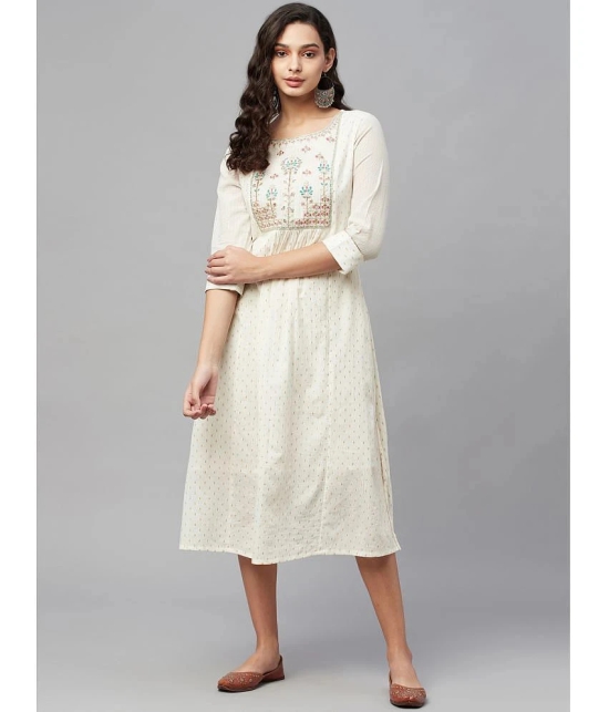 AMIRAS INDIAN ETHNICWEAR - Off White Cotton Womens A-line Dress ( Pack of 1 ) - None