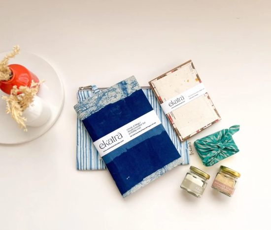 Sustainable Wellness Hamper for all by Ekatra - Indigo Stripes