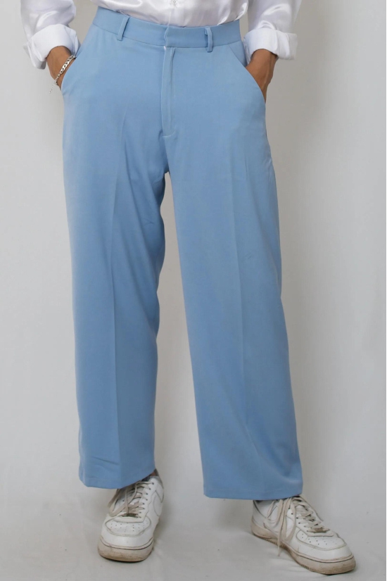 Solid non crease trousers-Sky Blue / L