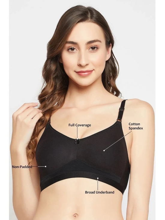 Clovia Pack of 1 Cotton Non Padded Womens T-Shirt Bra ( Black ) BR3007P13 - None