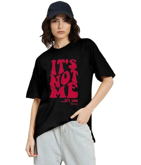 Leotude - Black Cotton Blend Oversized Womens T-Shirt ( Pack of 1 ) - None