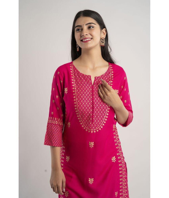 MAUKA - Pink Rayon Women's Straight Kurti ( Pack of 1 ) - None