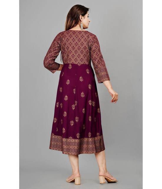 Smien - Purple Rayon Women''s Anarkali Kurti ( Pack of 1 ) - None