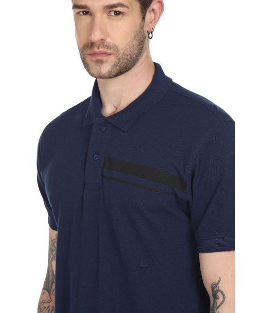 Ruggers Blue Cotton Blend Solid Polo T Shirt - None