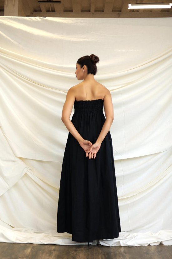 Black maxi dress-L / Without slit / White