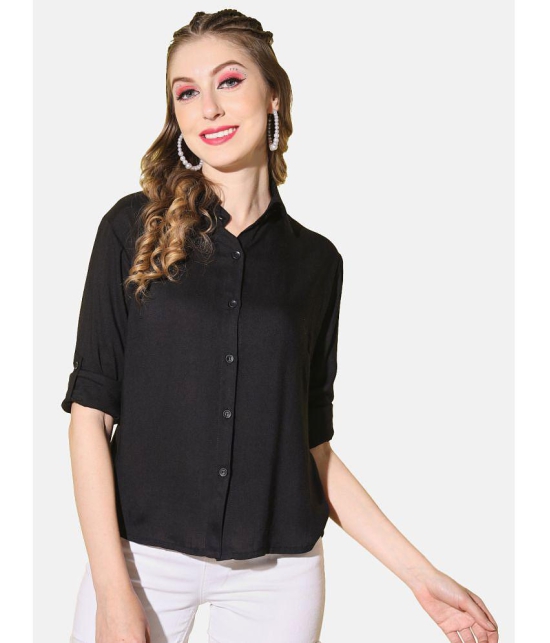 BuyNewTrend - Black Rayon Women''s Shirt Style Top ( Pack of 1 ) - None