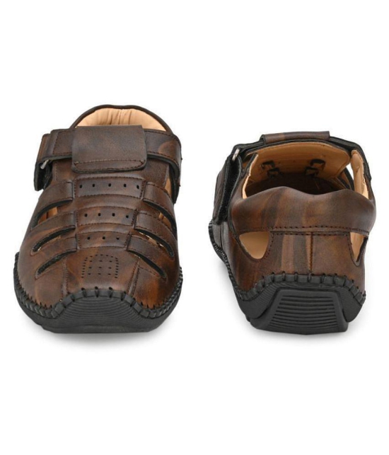 SHENCES Brown Faux Leather Sandals - 7