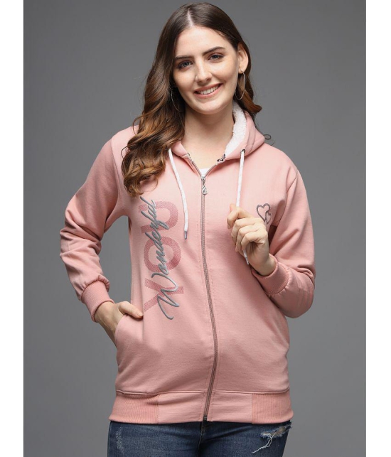 eWools.in Cotton Blend Women''s Hooded Sweatshirt ( Pink ) - None