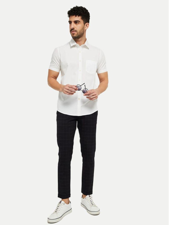 Men Solid White Cotton formal Shirt