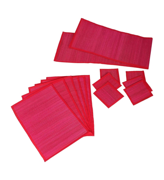 Bamboo Dining Mats - Pink (Set of 13)