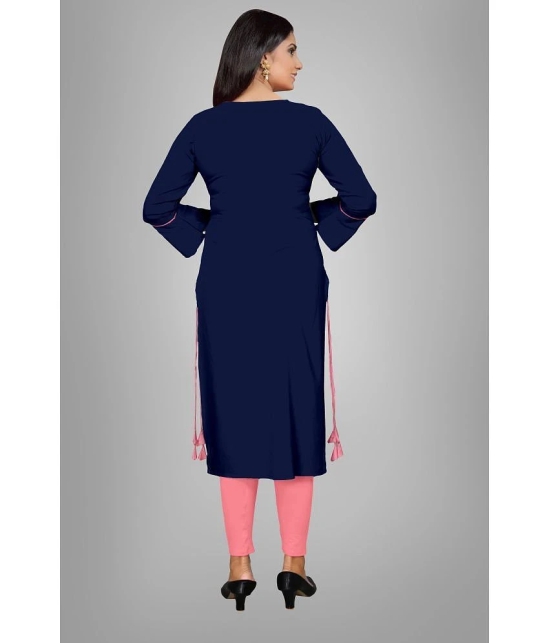 HAYA - Navy Rayon Womens Straight Kurti ( Pack of 1 ) - None