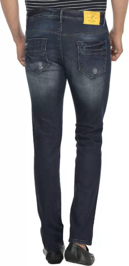 Men Slim Mid Rise Dark Blue Jeans