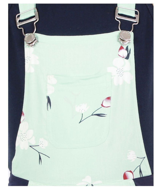 Kids Cave - Light Green Cotton Girls Dungarees ( ) - None