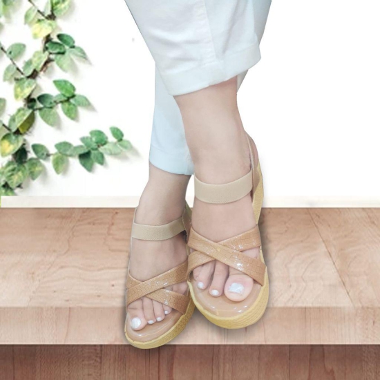 Beige Comfortable and Stylish Platform Sandal Heels | For Casual Wear, Party and Formal Wear Occasions 3 Inches Heel | For Women & Girls