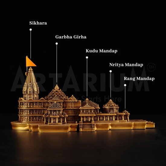 Artarium Ram Mandir Ayodhya Model Authentic Design Ideal for Home Temple, Home Decor & Gifts (9 INCH RAM MANDIR)