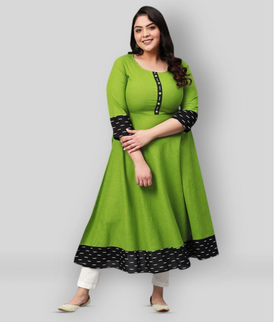 Estela - Green Cotton Women's Flared Kurti ( Pack of 1 ) - M