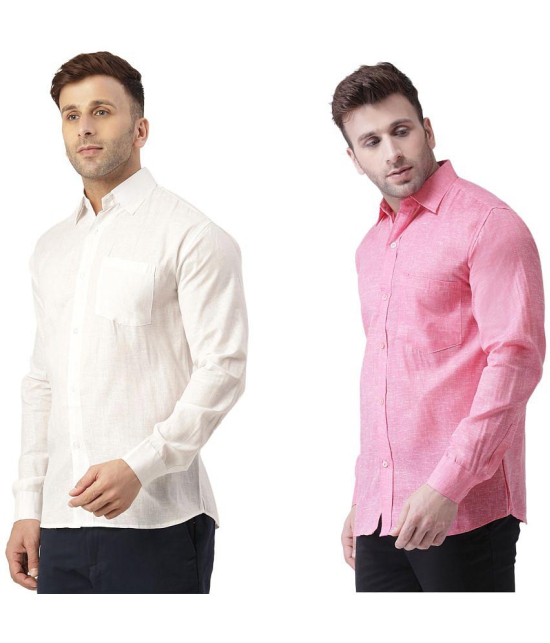 KLOSET By RIAG 100% Cotton Regular Fit Solids Full Sleeves Men's Casual Shirt - Fluorescent Pink ( Pack of 2 ) - None