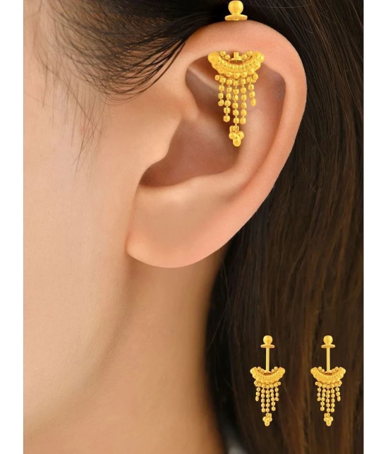 LUV FASHION Golden Threader Earrings ( Pack of 1 ) - Golden