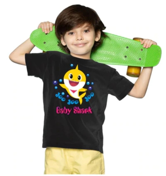 Boys Cotton Baby Shark Half Sleeve TShirt (Black) PID41502