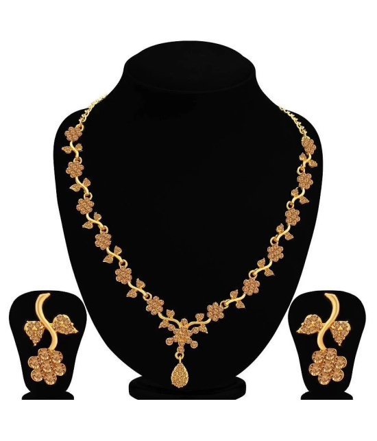 Sukkhi Alloy Golden Traditional Necklaces Set Collar - Golden