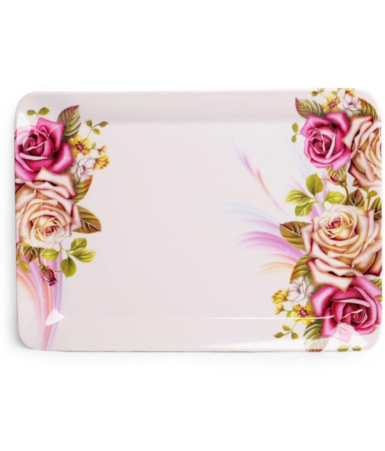 HomePro - Multicolor Floral Design Tray Multicolor Serving Tray ( Set of 2 )