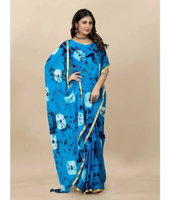 Apnisha Banarasi Silk Embellished Saree With Blouse Piece - Turquoise ( Pack of 1 ) - Turquoise