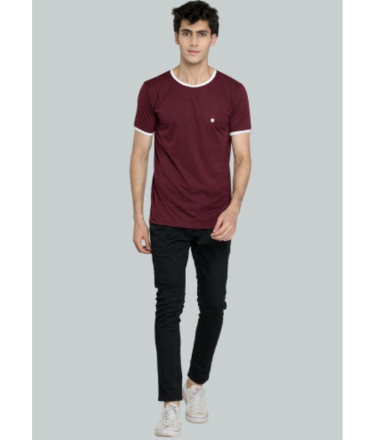 LEEBONEE - Wine Cotton Blend Regular Fit Men's T-Shirt ( Pack of 1 ) - None