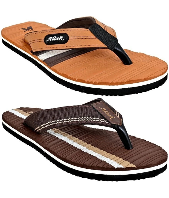 Altek Brown Mens Thong Flip Flop - None