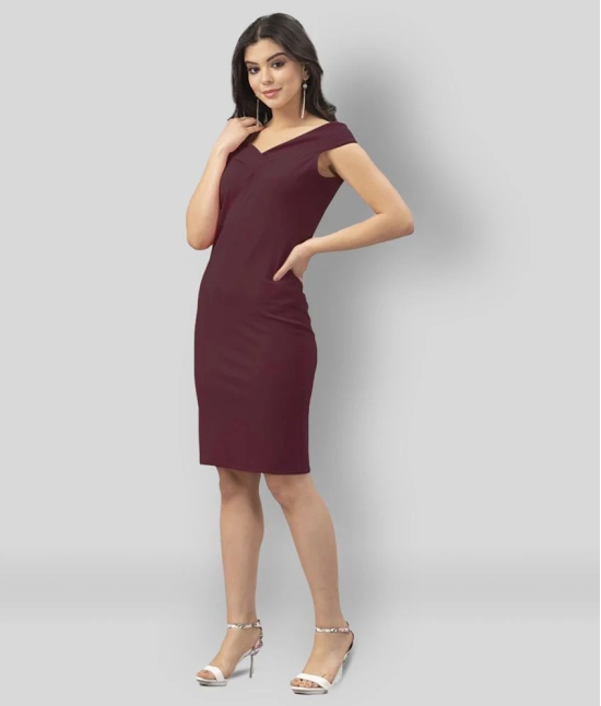 Selvia - Maroon Cotton Blend Womens Bodycon Dress ( Pack of 1 ) - None