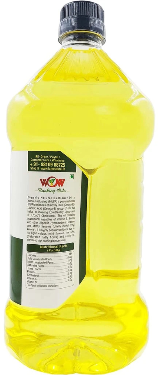 WOW Cooking Oils Certified Organic Virgin Cold Pressed Sunflower Cooking Oil (2 LTR X 4)+3 RAW Honey 55GM