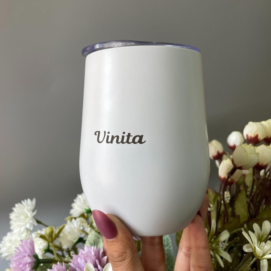 Personalized - Tumbler With Lid Protection-White