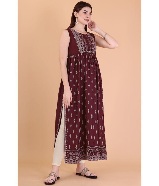 Glomee - Brown Rayon Women's Straight Kurti ( Pack of 1 ) - None