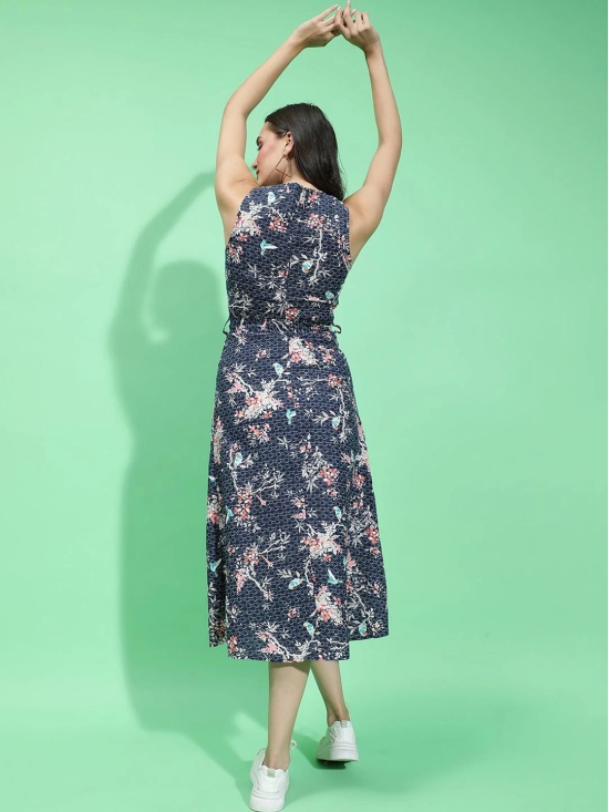 Oxolloxo Floral Print A-Line Midi Dress