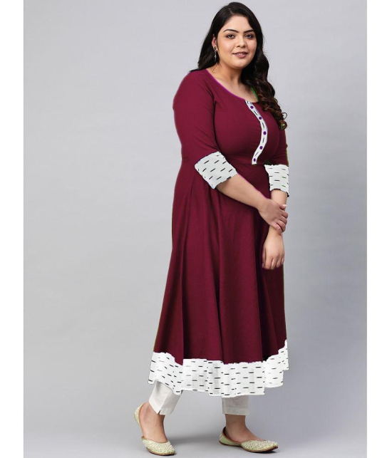 Estela - Wine Cotton Women's Anarkali Kurti ( Pack of 1 ) - None