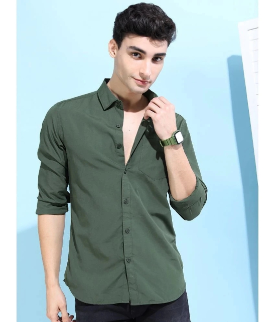 Ketch Polyester Slim Fit Solids Full Sleeves Mens Casual Shirt - Green ( Pack of 1 ) - None