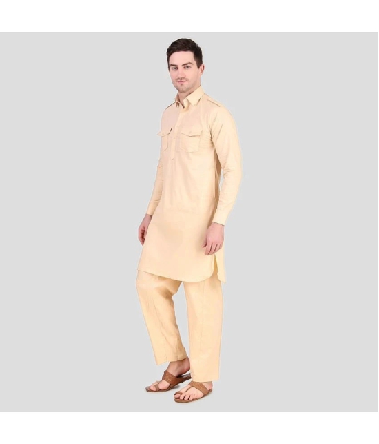 Preen Beige Cotton Blend Regular Fit Mens Pathani Suit ( Pack of 1 ) - None