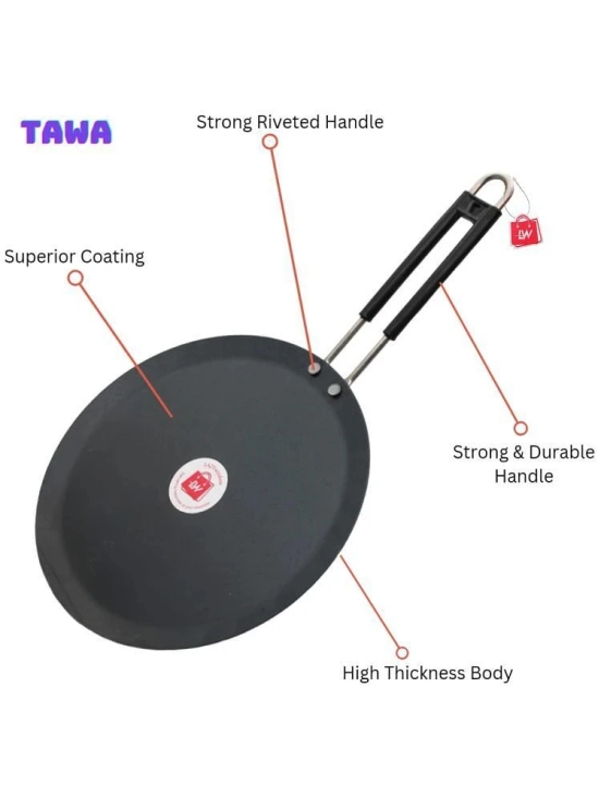 LAZYWINDOW Iron Tawa & Kadhai Black Iron No Coating Cookware Sets ( Set of 1 )