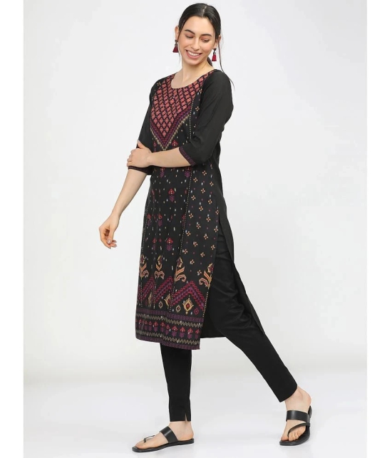 Ketch Polyester Printed Straight Womens Kurti - Black ( Pack of 1 ) - None