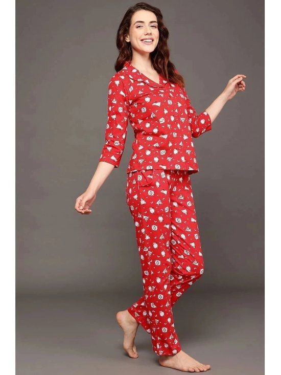 Clovia Red Cotton Womens Nightwear Nightsuit Sets ( Pack of 1 ) - None