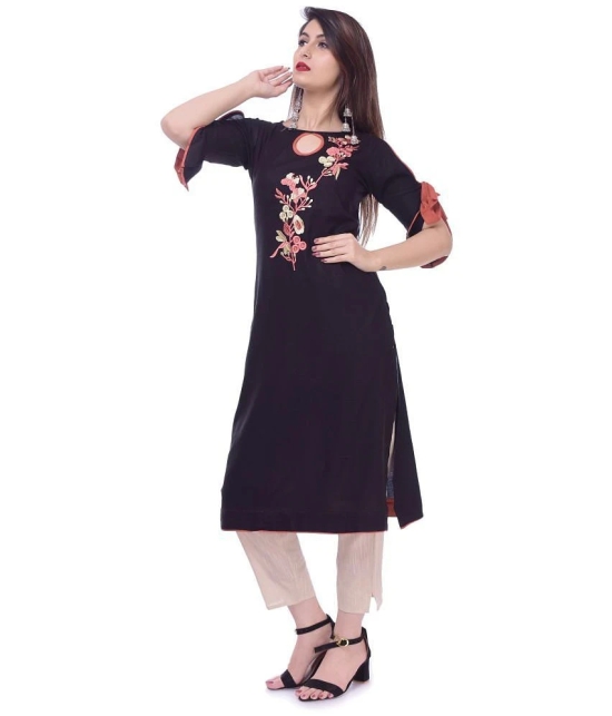 Maquien - Black Rayon Womens Straight Kurti - 5XL