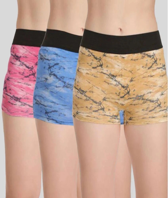 Selfcare - Multicolor Cotton Printed Womens Boy Shorts ( Pack of 3 ) - XXL