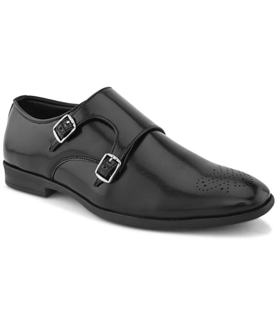 Fentacia - Black Mens Monk Strap Formal Shoes - None