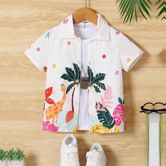 Venutaloza Boys Floral Tropical's Designer Print Button Front Shirt For Boy.-7 Year-8 Year