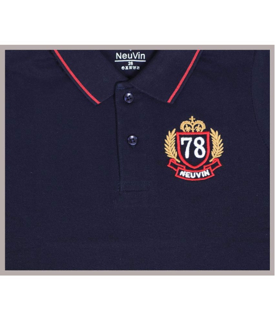 NEUVIN - Navy Blue Cotton Blend Boy's Polo T-Shirt ( Pack of 1 ) - None