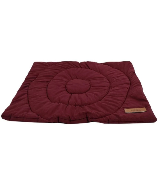 NUEVOS DOGGADIL Cotton Quilted Rectangle Cat Dog Pet Bed Mattress | Foldable Padded Pet Mat_ Maroon - Large