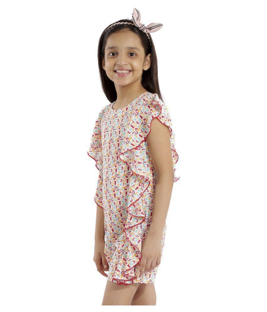 Kids Cave - Off White Crepe Girls Jumpsuit ( Pack of 1 ) - None