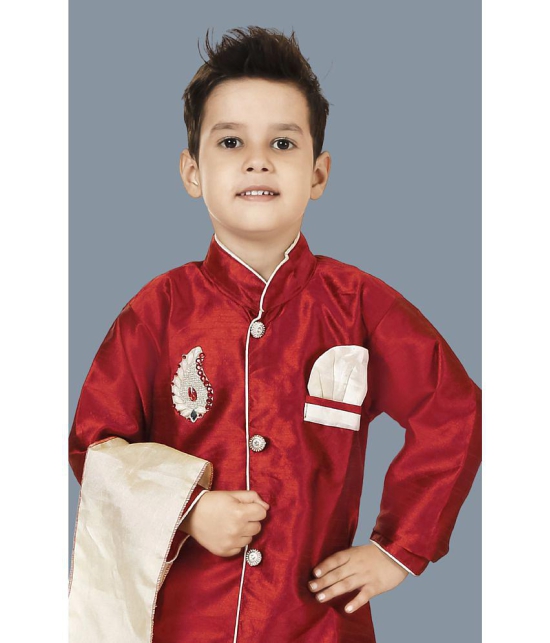 STYLOKIDS Maroon Silk Blend Boys Sherwani ( Pack of 1 ) - None