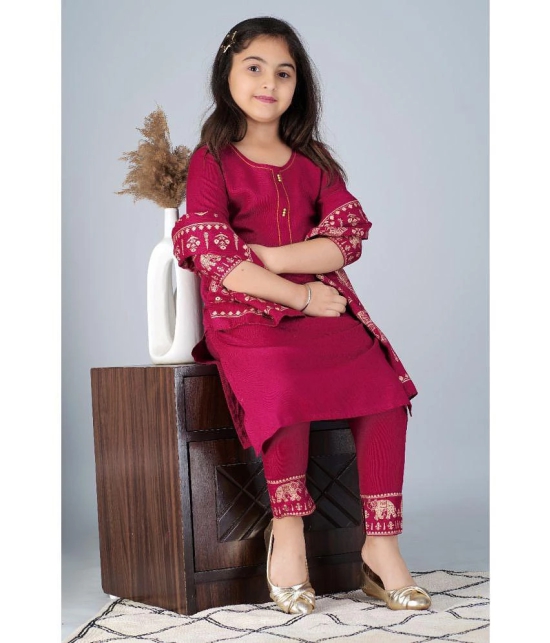 Itemzon Maroon Viscose Girls Kurta and Pant Set ( Pack of 1 ) - None